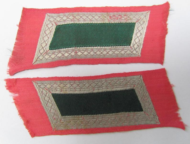 Fully matching pair of (entirely!) 'BeVo'-woven, NCO-type 'Ostvölker' collar-tabs, as were intended for a 'Georgischer'-volunteer within the 'Deutsche Wehrmacht' (ie. 'Zugführer' within the: 'Georgisches Legion')