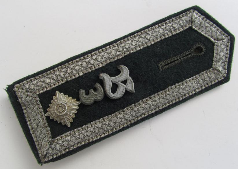 Neat - albeit regrettably single! - early- (ie. pre-war-) period WH (Heeres), 'M36'-pattern (pointed-style-) 'cyphered', NCO-type shoulderstrap, as was intended for a: 'Feldwebel u. Mitglied des Artillerie-Beobachtungabteilungs 3'
