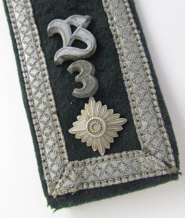 Neat - albeit regrettably single! - early- (ie. pre-war-) period WH (Heeres), 'M36'-pattern (pointed-style-) 'cyphered', NCO-type shoulderstrap, as was intended for a: 'Feldwebel u. Mitglied des Artillerie-Beobachtungabteilungs 3'