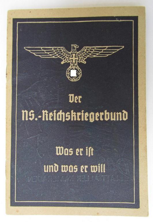 Attractive - and most certainly not that often encountered! - smaller-sized-, period-, 'NS-Reichskriegerbund'-related publication entitled: 'Der NS-Reichskriegerbund - Was er ist und was er will'
