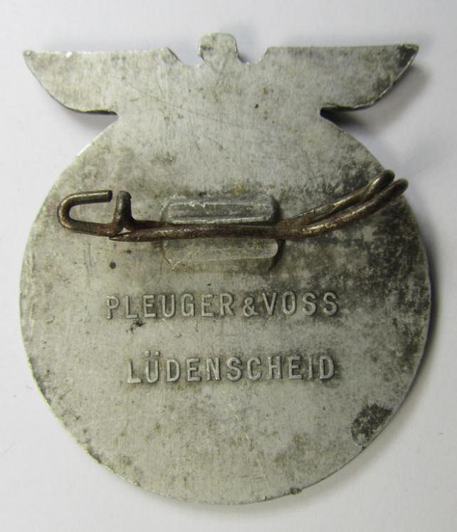 Neat, commemorative- and/or aluminium-based-, silver-coloured, N.S.D.A.P.-related 'tinnie', being a maker- (ie. 'Pleuger & Voss'-) marked example showing the text: 'Gautag 10 Jahre Westfalen-Süd - 27.-29.5.1938 Bochum'