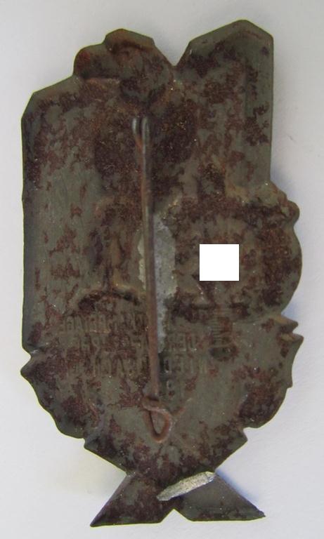Commemorative - tin-based-, SA- (ie. 'Sturmabteilungen'-) related 'tinnie', being a non-maker-marked- and 'hollow-back' example depicting an eagle-device and SA-sports'-badge and the text: 'SA-Wettkampftage der SA-Gruppe Niedersachsen - 1936'