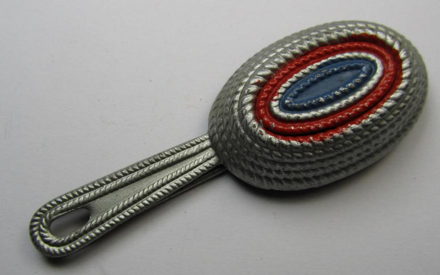 Attractive - and not that often seen! - Dutch WWII-period-, police- (ie. 'Schalkhaar Politie') cap-cocarde (ie. 'Kokarde') as was specifically used on the black-coloured, Dutch-police head-gear (aka: 'Kepi's)