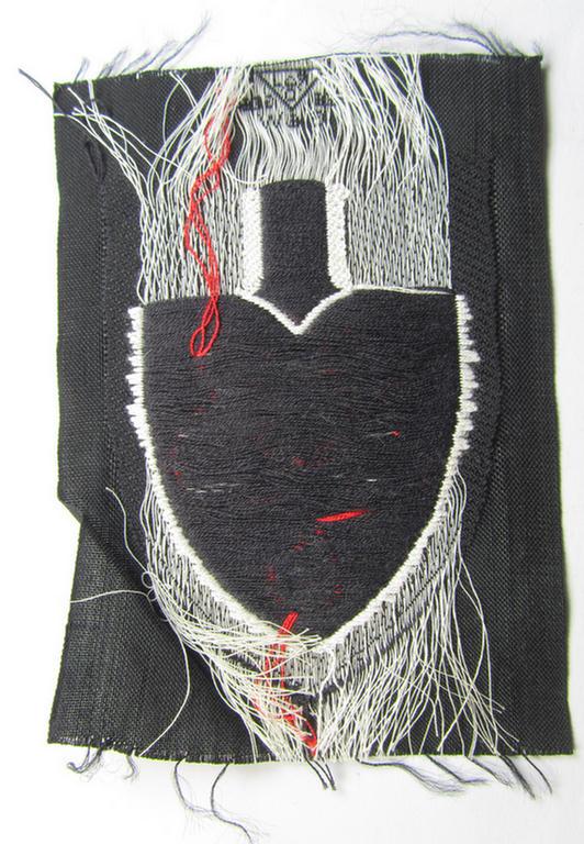 'BeVo'-woven, enlisted-mens'- (ie. NCOs'-) pattern, so-called: RAD (ie. 'Reichsarbeitsdienst') sleeve-badge (or: 'Dienststellenabzeichen'), bearing the specialist- ie. unit-designation: '356/6'