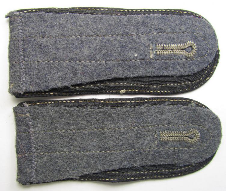 Fully matching - and scarcely seen! - IMO later-war-peirod pair of NCO-type, so-called: 'Ostvölker' (and IMO Luftwaffe-related?) shoulderstraps (and having a dual-pieced- and horizontally-mounted pair of rank-stripes 'off-factory'-attached)