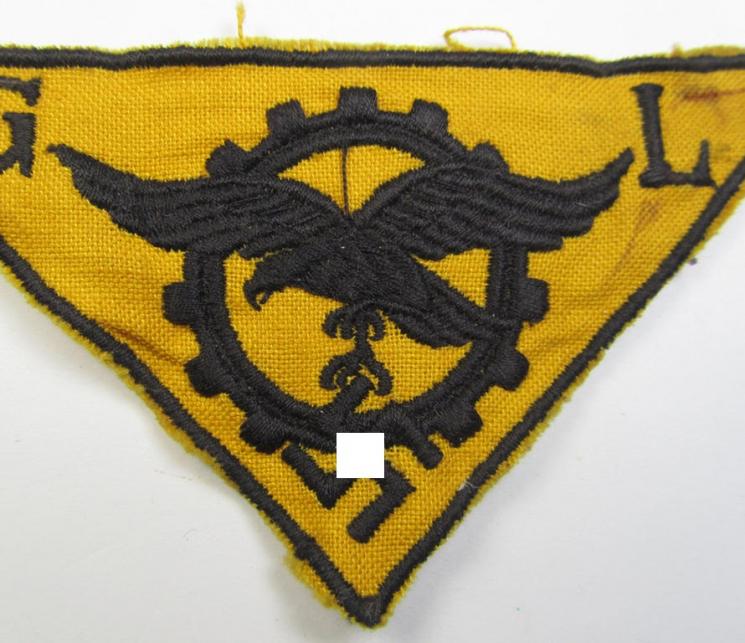 WH (Luftwaffe)-related- (EM- ie. NCO-pattern-) machine-embroidered breast-badge ie. eagle-device, as was specifically intended for staff working within the WH 'Generalluftzeugmeister'- (ie. 'GL'-) organisation