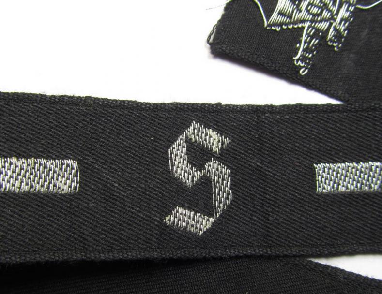 RAD (ie. 'Reichsarbeitsdienst') officers'-pattern, commemorative cuff-title (ie. 'Dienstärmelstreifen') depicting a capital 'S'-character (as was intended for commisioned-staff working on the various 'Westwall'-fortifications)