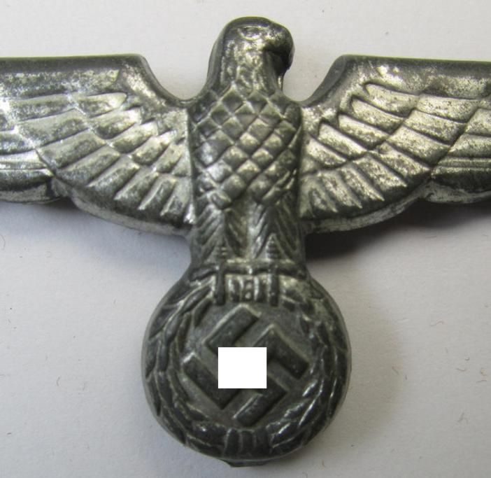WH (Heeres) zinc-based, EM- (ie. NCO- or even officers') type visor-cap-eagle being a detailed and non-maker-marked example that comes in a very nice- (ie. never cap-attached-), condition