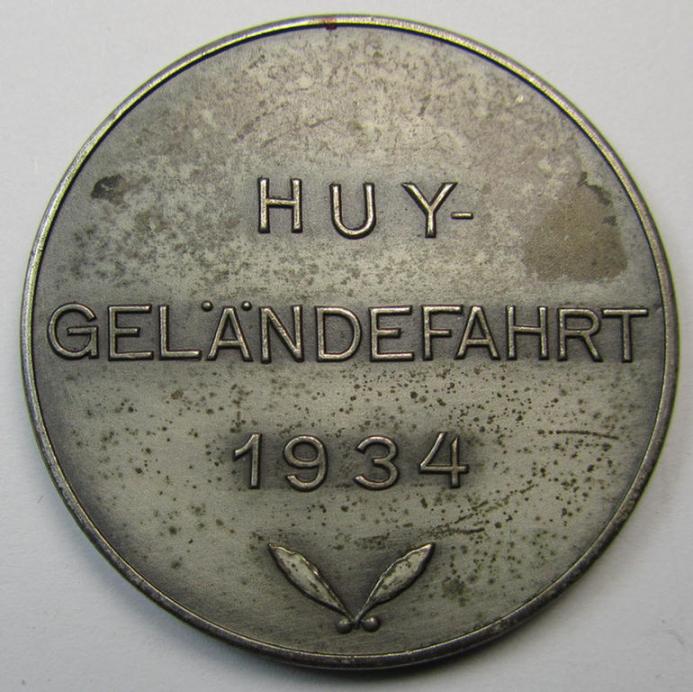 Superb, commemorative N.S.K.K.- ie. A.D.A.C.-plaque (ie. 'Erinnerungs- o. nichttragbare Auszeichnungsplakette') showing an N.S.K.K.-eagle- and A.D.A.C.-device and text: 'Dem Sieger - Huy-Geländefahrt - 1934'