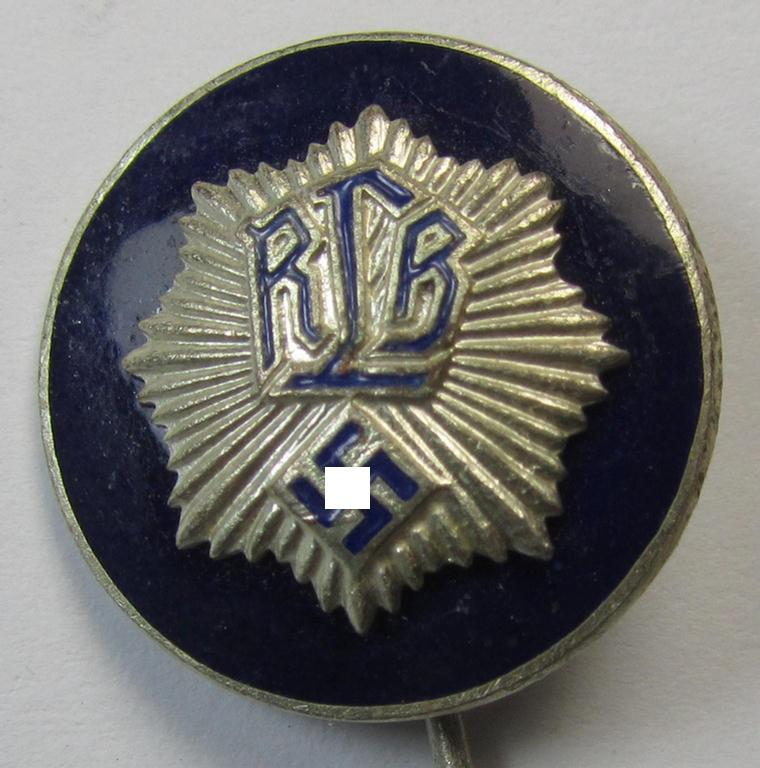 Attractive, semi-enamelled so-called: RLB- (ie. 'Reichluftschützbund') 'Amtsträgerabzeichen' (or: civil-attire badge) of the first pattern, bearing a neat makers-mark ('H. Aurich') and patent-pending- (ie. 'Ges.Gesch.'-) designation