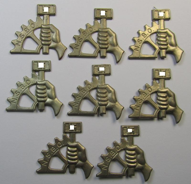 Unfinished, hollow-back- and I deem nickle-based so-called: early-pattern, N.S.B.O. (ie.: 'National-Sozialistischer Betriebszellen-Organisation') sleeve-diamond-device (ie. 'Metall-Abzeichen für N.S.B.O.-Ärmelraute')