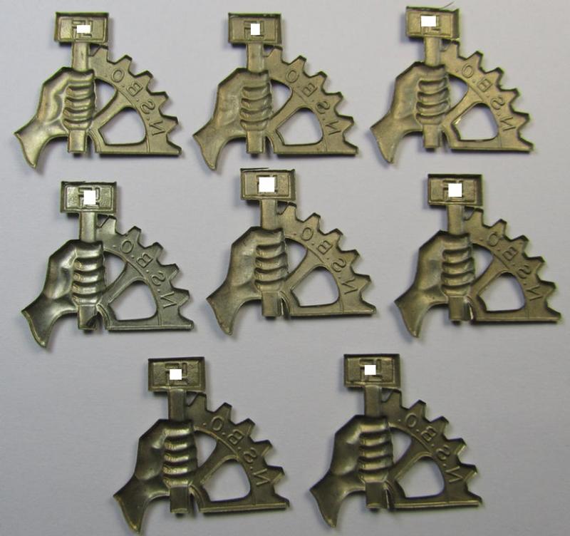 Unfinished, hollow-back- and I deem nickle-based so-called: early-pattern, N.S.B.O. (ie.: 'National-Sozialistischer Betriebszellen-Organisation') sleeve-diamond-device (ie. 'Metall-Abzeichen für N.S.B.O.-Ärmelraute')