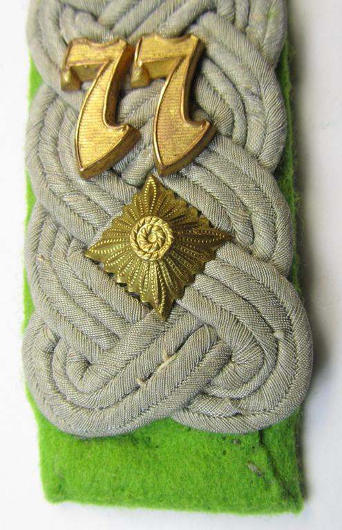 Neat - albeit regrettably single! - WH (Heeres) 'cyphered', officers'-type shoulderboard as was specifically intended for - and used by! - an: 'Oberstleutnant des Panzer-Grenadier Regiments 77'