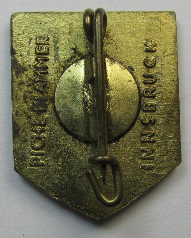 Attractive - and unusally seen! - multi-coloured enamelled and very detailed, so-called: 'Gaumeisterabzeichen für Kombinationsschiessen in Gold 1943 des Standschützenverbandes Tirol-Vorarlberg'