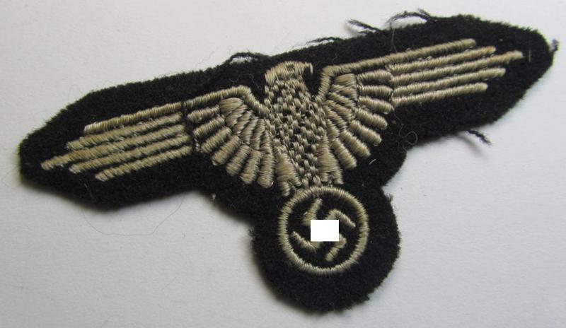 Superb example of a mid- (ie. later-war-) pattern, 'SS' (ie. 'Waffen-SS') so-called: 'RzM-style' enlisted-mens'-/ie. NCO-pattern arm-eagle as was intended for usage by the various Waffen-SS troops throughout the war