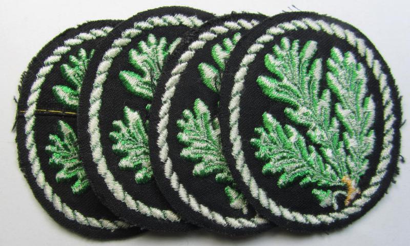 Attractive example of a WH (Heeres) so-called: 'Jäger'-armbadge, being a neatly machine-embroidered- and/or multi-coloured version as was executed on darker-green-coloured wool