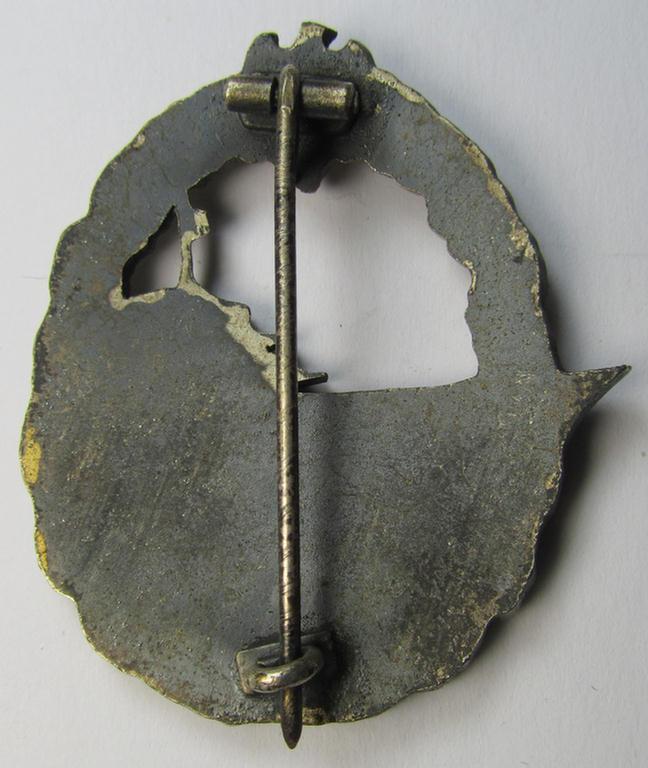 Superb - albeit hardly used- nor worn! - WH (Kriegsmarine) 'Zerstörerkriegsabzeichen' being a non-maker-marked example as executed in multi-coloured 'Feinzink' as was produced by the desirable maker (ie. 'Hersteller'): 'A. Rettenmaier'