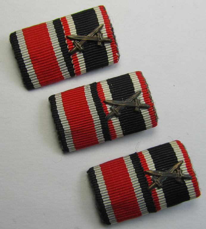 Two-pieced, WWII-period ribbon-bar (ie. 'Feld- o. Bandspange') as was intended for the combination: 'Eisernes Kreuz II. Klasse' (or: iron cross second class) and 'KvK II. Klasse mit Schwertern'