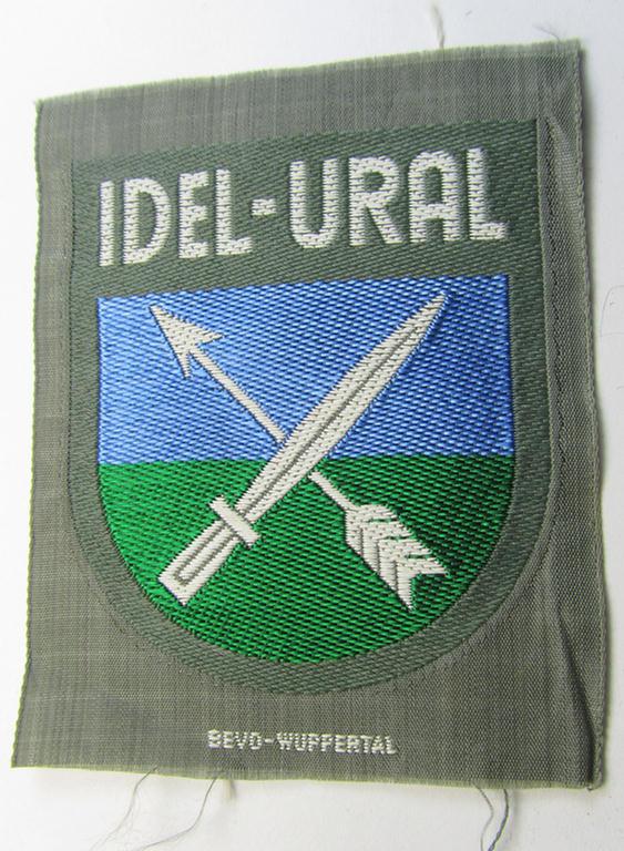 Multi-coloured- and/or 'BeVo'-woven armshield (ie. 'Ärmelschild') entitled: 'Idel-Ural' as was intended for usage by a volunteer who served within the 'Volga-Tartar Legion') and that comes in a 'virtually mint- ie. unissued', condition