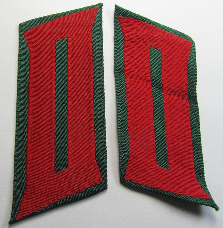 Superb - almost matching but nevertheless rarely encountered! - pair of so-callled: Eastern volunteer- (ie. 'Ostvölker'-) related collar-tabs as was specifically intended for usage by a member serving within the 'Russian Liberation Army' (ie. POA)