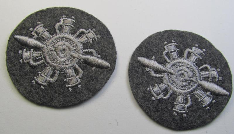 Machine-embroidered, WH (Luftwaffe) trade- ie. special-career-patch (ie. 'Laufbahn- o. Tätigkeitsabzeichen') as was specifically intended for a: 'Geräteverwalter (Flzg.)' and that comes in a 'virtually mint' and/or never tunic-attached, condition