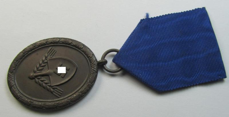 Attractive example of a: RAD (ie. 'Reichsarbeitsdienst'): 'Dienstauszeichnung 4. Stufe für Männer' as was intended for 4 years loyal-service and that comes mounted onto its period (broad-sized) ribbon (ie. 'Bandabschnitt')