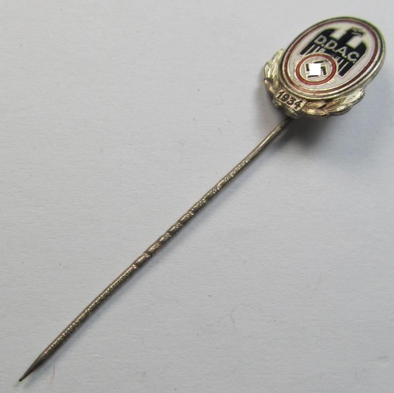 Attractive - and actually rarely seen! - silver-toned- and/or neatly enamelled, so-called: DDAC (ie. 'Der Deutsche Automobil Club') honorary-badge (or: 'Silberne Ehrennadel 1934') being a non-maker-marked example