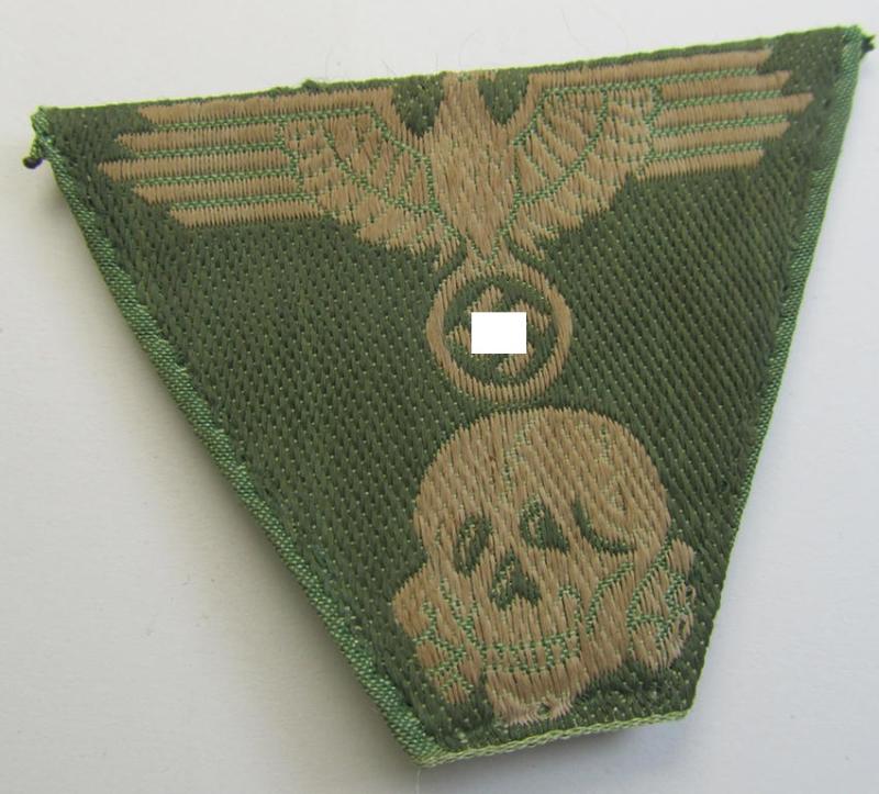 Superb - and truly used ie. cap-removed! - Waffen-SS field-grey-coloured, M43-pattern cap-trapezoid as was intended for usage on the M43-model field-caps (ie. 'Einheitsfeldmützen') that comes in an overall very nice condition