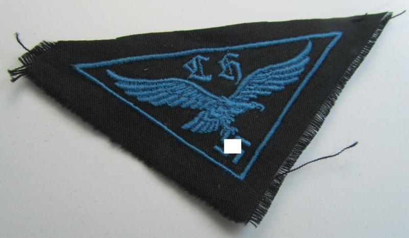 Neat, WH (Luftwaffe- ie. Hitlerjugend-) related, machine-embroidered breast-badge (ie. eagle-device) as was specifically intended for usage by a: 'Flakhelfer' (ie. later-war-period, youthfull, anti-aircraft staff-member)