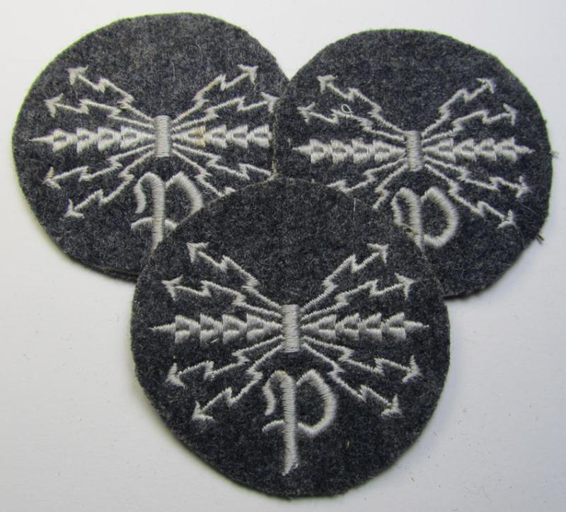 WH (Luftwaffe) machine-embroidered, trade- ie. special-career ie. proficiency patch (ie. 'Laufbahn- o. Tätigkeitsabzeichen') as was specificallly intended for usage by: 'Peilfunker'