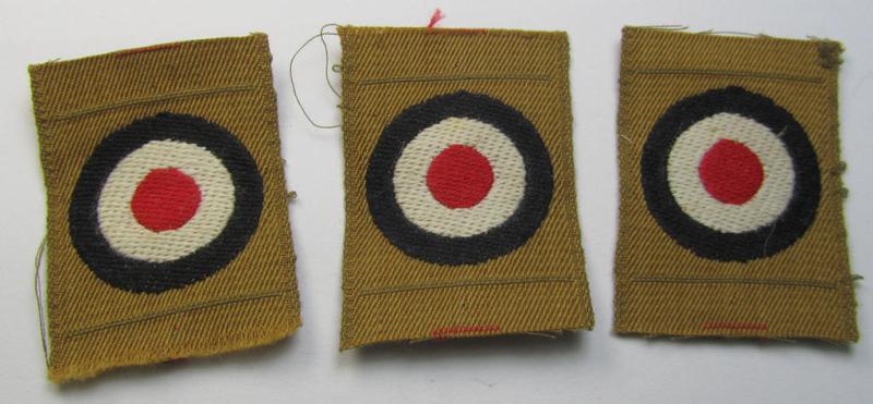 Superb - and very rarely encountered! - replacement-piece: a WH (Heeres) 'tropical-issued' cocarde (of the first pattern!) as was used on the tropical side- (and/or 'M41'-type) caps as executed in neat 'BeVo'-weave pattern