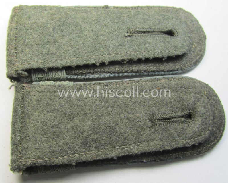 Superb - fully matching and scarcely seen! - pair of WH (Heeres) NCO-type (ie. 'M41- o. M43'-pattern) 'cyphered' shoulderstraps as was intended for usage by an: 'Oberfeldwebel u. Offiziers-Anwärter u. Mitglied einer Nachschubschule'