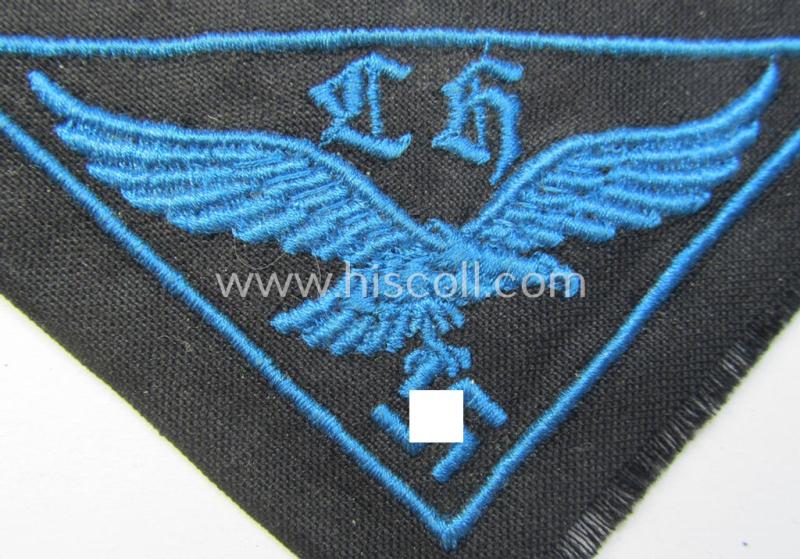Neat, WH (Luftwaffe- ie. Hitlerjugend-) related, machine-embroidered breast-badge (ie. eagle-device) as was specifically intended for usage by a: 'Flakhelfer' (ie. later-war-period, youthfull, anti-aircraft staff-member)