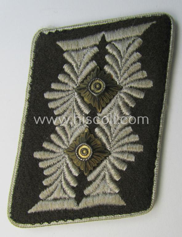 Attractive - regrettably single but nevertheless rarely found! - so-called: 'OT'- (ie. 'Organisation Todt'-) related, brown-coloured- and/or woolen-based, 'high-ranked' officers'-type collar-tab as was intended for an: 'OT-Hauptbauleiter'