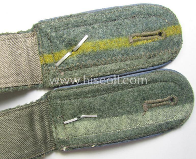 Attractive - and fully matching! - pair of WH (Heeres), early- (ie. mid-) war-period- (ie. 'M41/M43'-) -pattern, NCO-type shoulderstraps as piped in the light-blue-coloured branchcolour as was intended for a: 'Feldwebel einer Nachschub-Abteilungs'