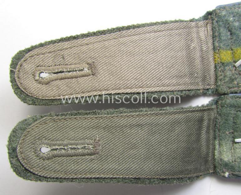 Attractive - and fully matching! - pair of WH (Heeres), early- (ie. mid-) war-period- (ie. 'M41/M43'-) -pattern, NCO-type shoulderstraps as piped in the light-blue-coloured branchcolour as was intended for a: 'Feldwebel einer Nachschub-Abteilungs'