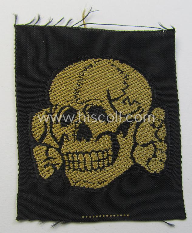 Attractive - and 'virtually mint- ie. unissued'! - example of a Waffen-SS cap-skull (being of the larger-sized model as was executed in neat 'BeVo'-weave pattern and being of the 'tropical'-version- ie. being a golden-yellow-coloured example)