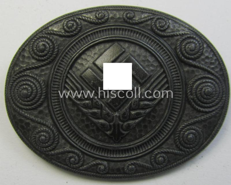 Neat, 'Reichsarbeitsdienst der weiblichen Jugend' (or: RADwJ ie.: Womens Labour Service) so-called: 'Erinnerungsbrosche' (or: commemorative-brooch) being a maker- (ie. 'J.B.u.Co.'-) marked example as was executed in greyish-toned, zinc-based metal