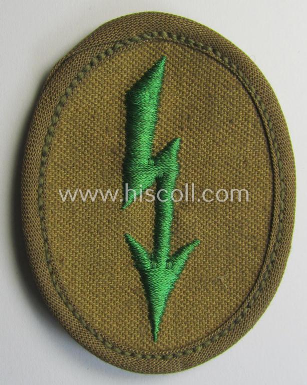 Attractive, WH (Heeres) 'tropical-styled', trade- and/or special-career insignia (or: 'Signal Blitz') as was intended for usage by a soldier (ie. NCO) who served within the: 'Panzer-Grenadier-Truppen'