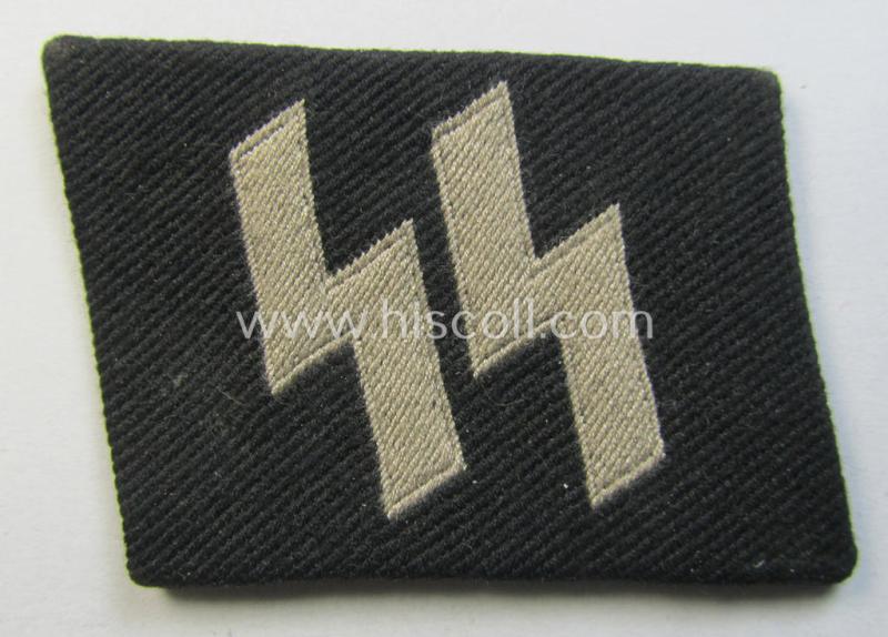 Superb - and 'virtually mint'! - Waffen-SS - so-called: 'BeVo'-woven, enlisted-mens'- (ie. NCO-) type so-called: 'runes'-collar-tab as was intended for usage by the soldiers (ie. NCOs) of the Waffen-SS throughout the war