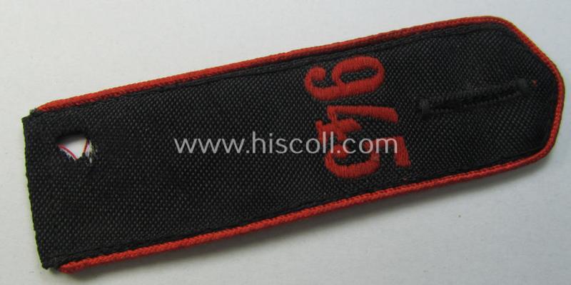 Moderately worn - albeit regrettably single! - bright-red-piped so-called: 'Allgemeine-HJ'-shoulderstrap as intended for a: 'Hitlerjunge' who served within the 'Bann 945' (945 = 'Bann Hermann Göring Werke')