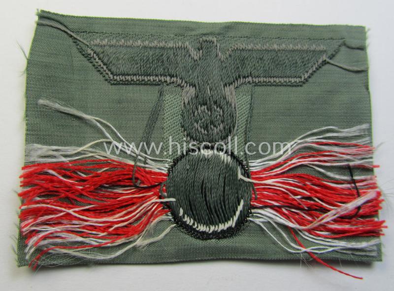 WH (Heeres) 'T-shaped' M42-model cap-eagle/cocarde as executed in 'BeVo'-weave pattern (being an attractive example that comes in a never used- nor cap-attached, condition)