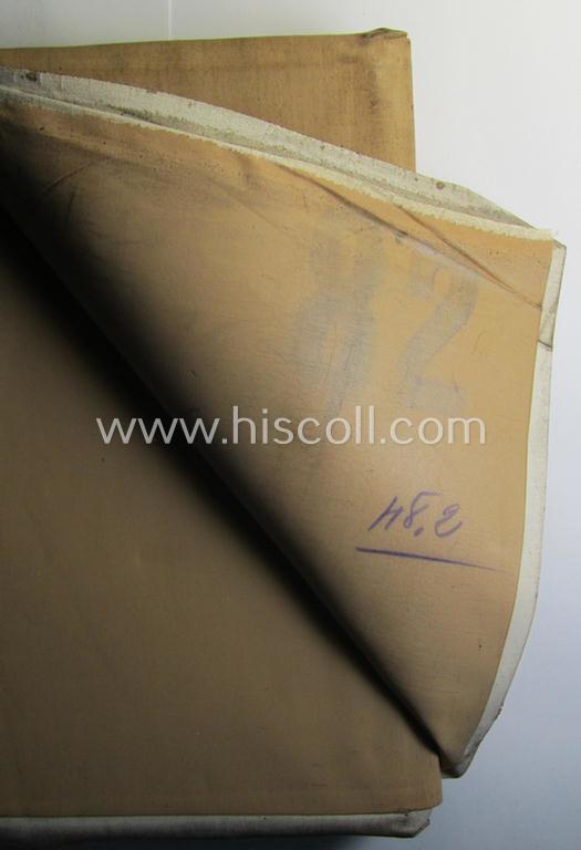 Superb, mustard-yellow-coloured- and/or linnen-based WH (LW ie. Heeres) so-called: gas-cape-pouch (or: 'Tasche für Gasplane') that comes complete with its rarely found, rubberised- (and neatly '82'-marked), contents