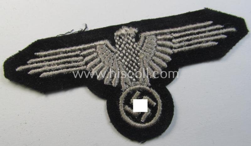 Superb example of a mid- (ie. later-war-) pattern, 'SS' (ie. 'Waffen-SS') so-called: 'RzM-style' enlisted-mens'-/ie. NCO-pattern arm-eagle as was intended for usage by the various Waffen-SS troops throughout the war