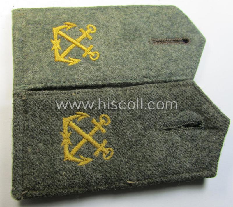 Attractive - albeit minimally mis-matched - pair of 'cyphered'- (and I deem early- ie. mid-war-period) WH (Kriegsmarine) enlisted-mens'-type shoulderstraps as was intended for usage by a: 'Soldat eines Küsten-Artillerie-Abteilungs'