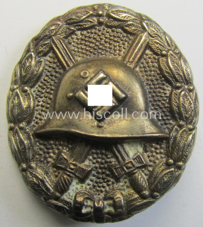 Superb - and rarely seen! - example of a silver-class- (and/or early-type!) silver wound-badge (ie.: 'Verwundeten Abzeichen in Silber'), being a very detailed- and/or 'Extra Qualität' so-called: 'Spanish Civil-War'-pattern