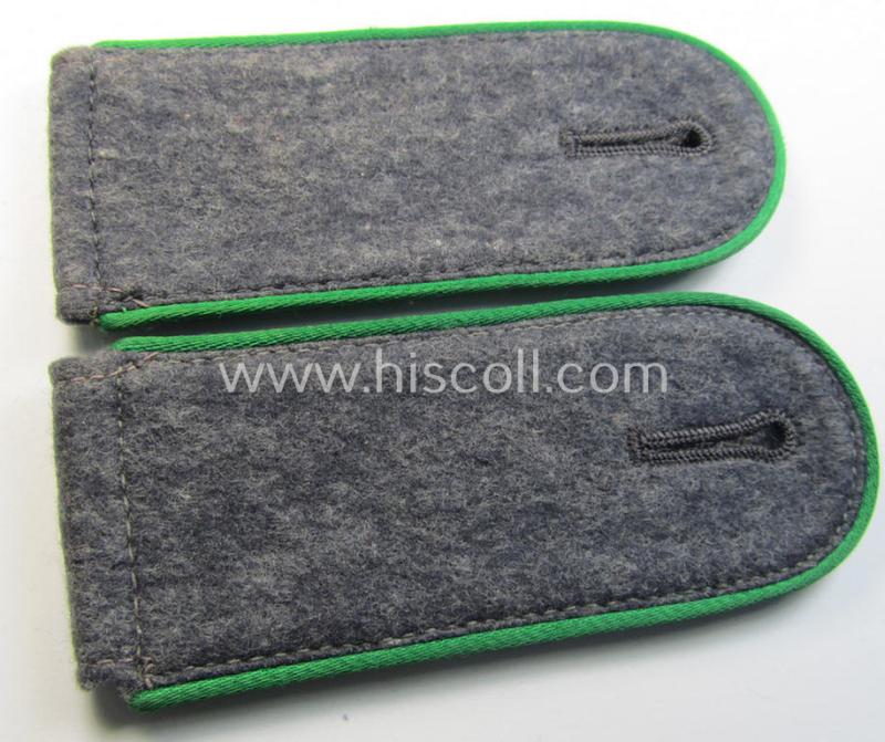 Pair of WH (Luftwaffe) enlisted-mens'-type shoulderstraps as piped in the typical green (ie. 'grüner'-) coloured branchcolour as was intended for a: 'Soldat der Luftwaffe-Felddivisionen'