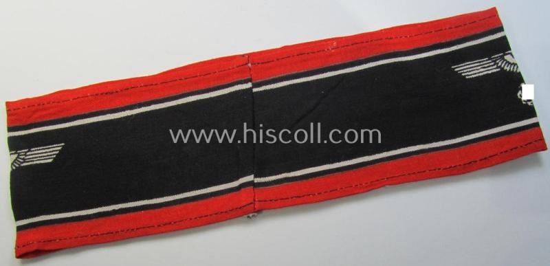 Superb, typically printed- and/or later-war-period, bright-red- and/or black-coloured so-called: 'Deutscher Volkssturm'-armband (ie. 'Armbinde') that comes in an overall very nice- (I deem hardly used- nor worn- ie. 'virtually mint'-), condition