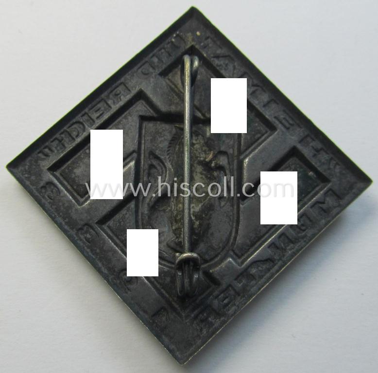 Neat - and early-period! - typical zinc-based- ie. silver-toned, N.S.D.A.P.-related day-badge (ie. 'tinnie') as was issued to commemorate an: 'N.S.D.A.P.'-gathering ie. rally entitled: 'Heimat und Reich - Münster 1933'