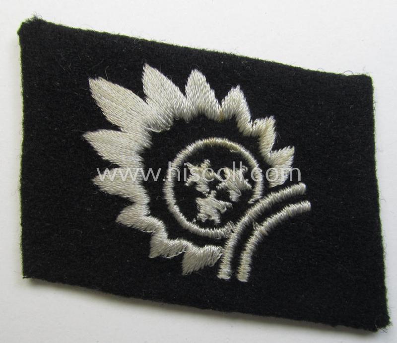 Neat - and actually not that easily found! - Waffen-SS, so-called: 'RzM-styled', enlisted-mens'- ie. NCO-type collar-tab as was specifically intended for usage by soldiers (ie. NCOs) of the: '15. Waffen-Gren.-Division der SS 